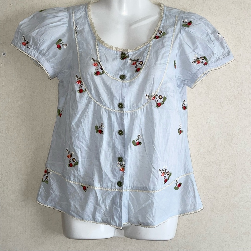 Anthropologie ~Lithe Luck be a ladybug blouse